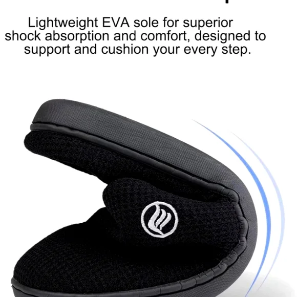 🐇 NWOT Men's Black Corduroy Memory Foam Lightweight House Slippers - XL (13-14) - Picture 4 of 6